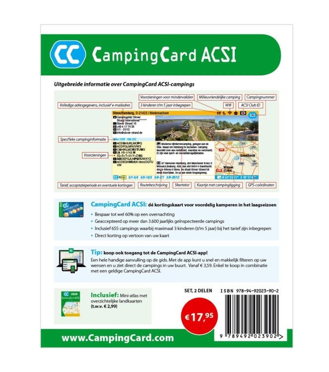 Acsi Acsi CampingCard gids 2025  978-94-92023-12-4  Acsi verzorging 978-94-92023-12-4 ecru bij Leerentveldvrijetijd.nl