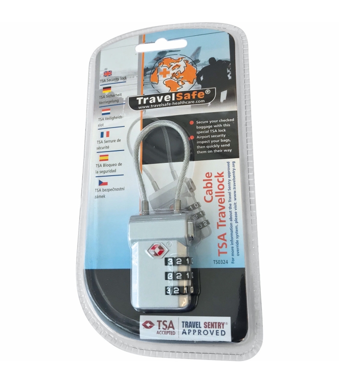 TravelSafe TravelSafe Cijferslot TSA met kabel TS0324 TravelSafe outdoor accessoires TS0324 ecru bij Leerentveldvrijetijd.nl