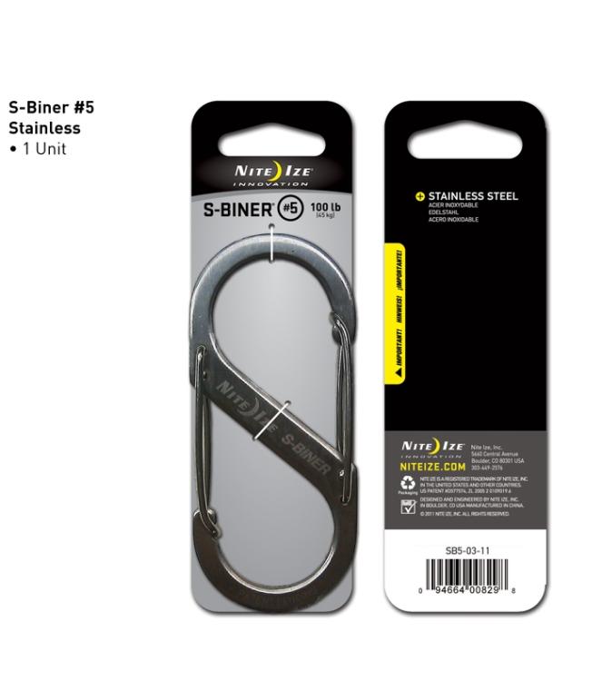 Nite Ize Nite Ize S-Biner #5 Stainless  NI SB5-03-11  Nite Ize outdoor accessoires NI SB5-03-11 ecru bij Leerentveldvrijetijd.nl