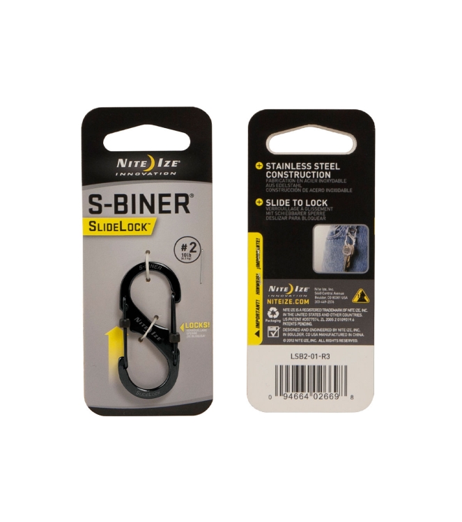 Nite Ize Nite Ize S-Biner #2 Slidelock Stainless zwart NI LSB2-01-R3 Zwart Nite Ize outdoor accessoires NI LSB2-01-R3 licht grijs bij Leerentveldvrijetijd.nl