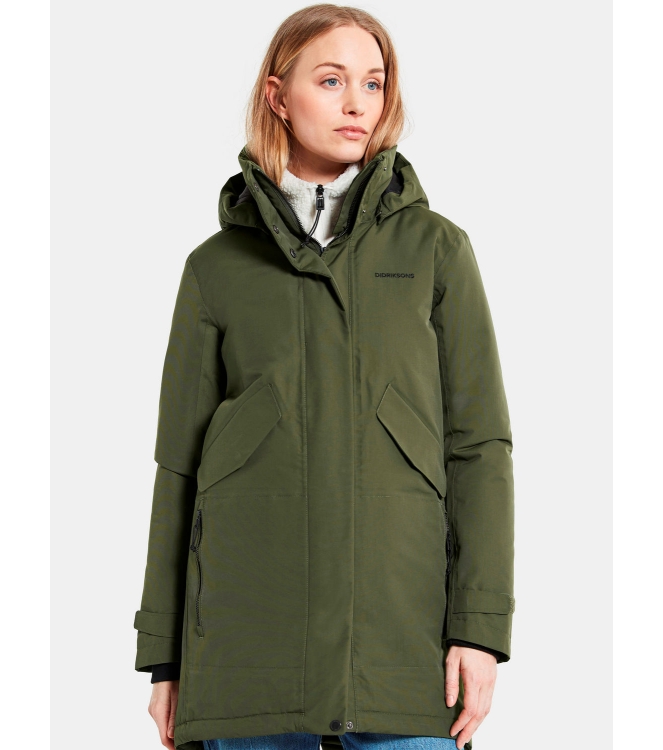 Didriksons 1913 Didriksons 1913 Tanja Women\'s Parka 6 deep green 504420-300 Deep Green Didriksons 1913 jassen 504420-300 blauw bij Leerentveldvrijetijd.nl