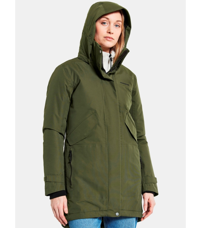 Didriksons 1913 Didriksons 1913 Tanja Women\'s Parka 6 deep green 504420-300 Deep Green Didriksons 1913 jassen 504420-300 blauw bij Leerentveldvrijetijd.nl