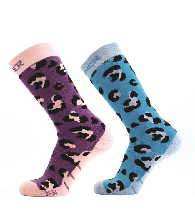 Sinner Sinner Kids Ski Socks animal prp/blu SIWE-024-73 Animal Prp/Blu Sinner wintersport accessoires SIWE-024-73 blauw combinatie bij Leerentveldvrijetijd.nl