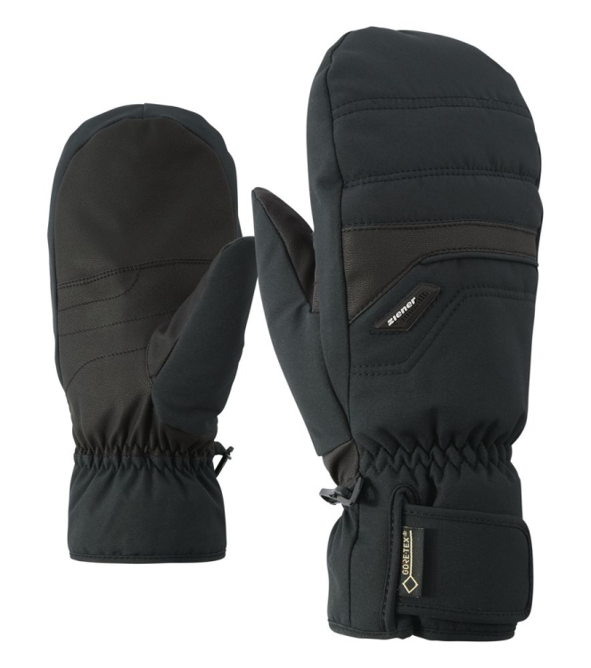 Ziener Ziener GLYNDAL GTX(R)+Gore warm MITTEN glove ski alpine black 801048 12 black Ziener wintersportkleding 801048 12 licht grijs bij Leerentveldvrijetijd.nl