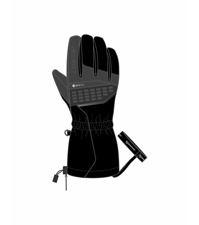 Ziener Ziener Gastil GTX glove ski alpine 12_black 801207 12 12_Black Ziener wintersportkleding 801207 12 licht grijs bij Leerentveldvrijetijd.nl