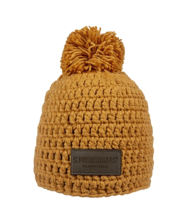 Poederbaas Poederbaas Beanie Short Pompom Essential orange DRB05 Orange Poederbaas wintersportkleding DRB05 beige bij Leerentveldvrijetijd.nl