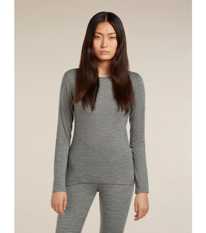 Icebreaker Icebreaker Wmns 200 Oasis LS Crewe 0131_gritstone IB104375 0131_Gritstone Icebreaker wintersportkleding IB104375 lichtblauw bij Leerentveldvrijetijd.nl