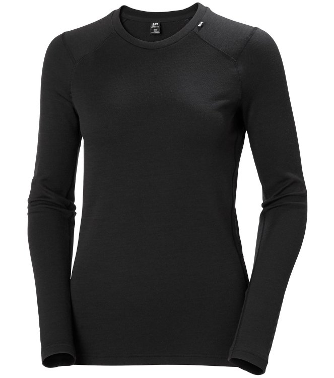 Helly Hansen Helly Hansen W Lifa Merino Midweight Crew black 49378_990 Black Helly Hansen wintersportkleding 49378_990 licht grijs bij Leerentveldvrijetijd.nl