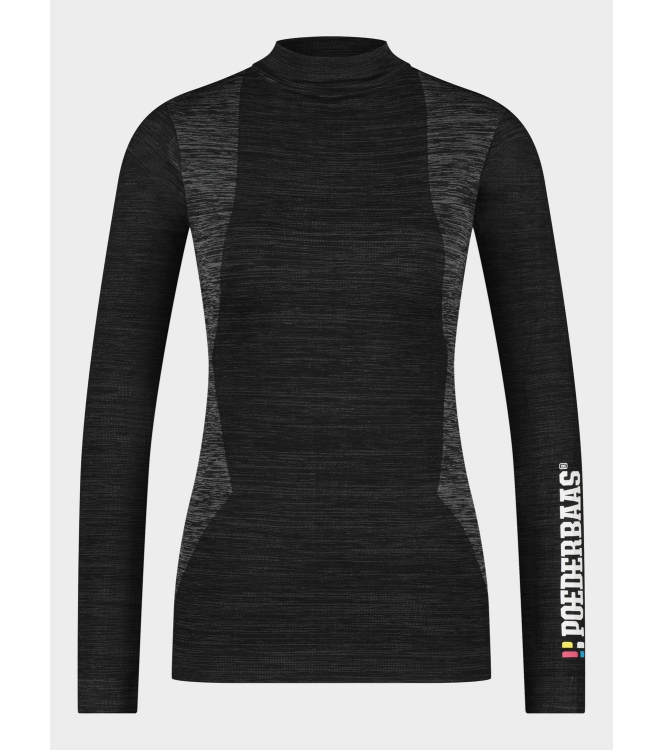 Poederbaas Poederbaas Women Technical Thermo Shirt L/S black PB020112 Black Poederbaas wintersportkleding PB020112 licht grijs bij Leerentveldvrijetijd.nl