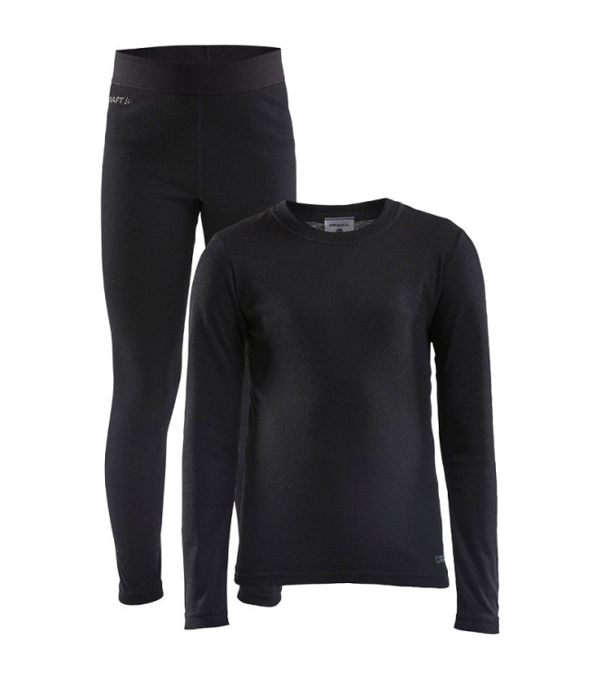 Craft Craft Core Warm Baselayer Set J black 1909712-999000 Black Craft wintersportkleding 1909712-999000 licht grijs bij Leerentveldvrijetijd.nl