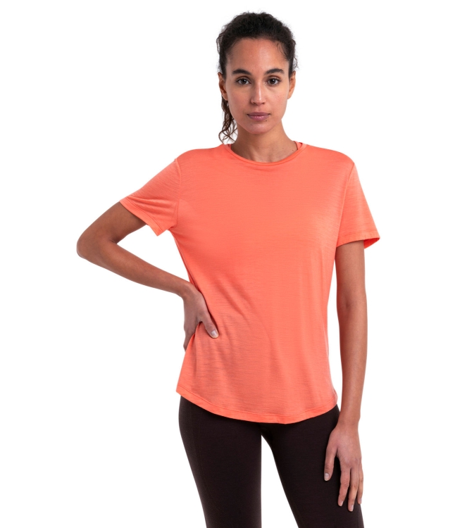 Icebreaker Icebreaker W Mer 125 Cool-Lite Sphere III SS Tee tang IB0A56ZO Tang Icebreaker fleeces en truien IB0A56ZO beige bij Leerentveldvrijetijd.nl